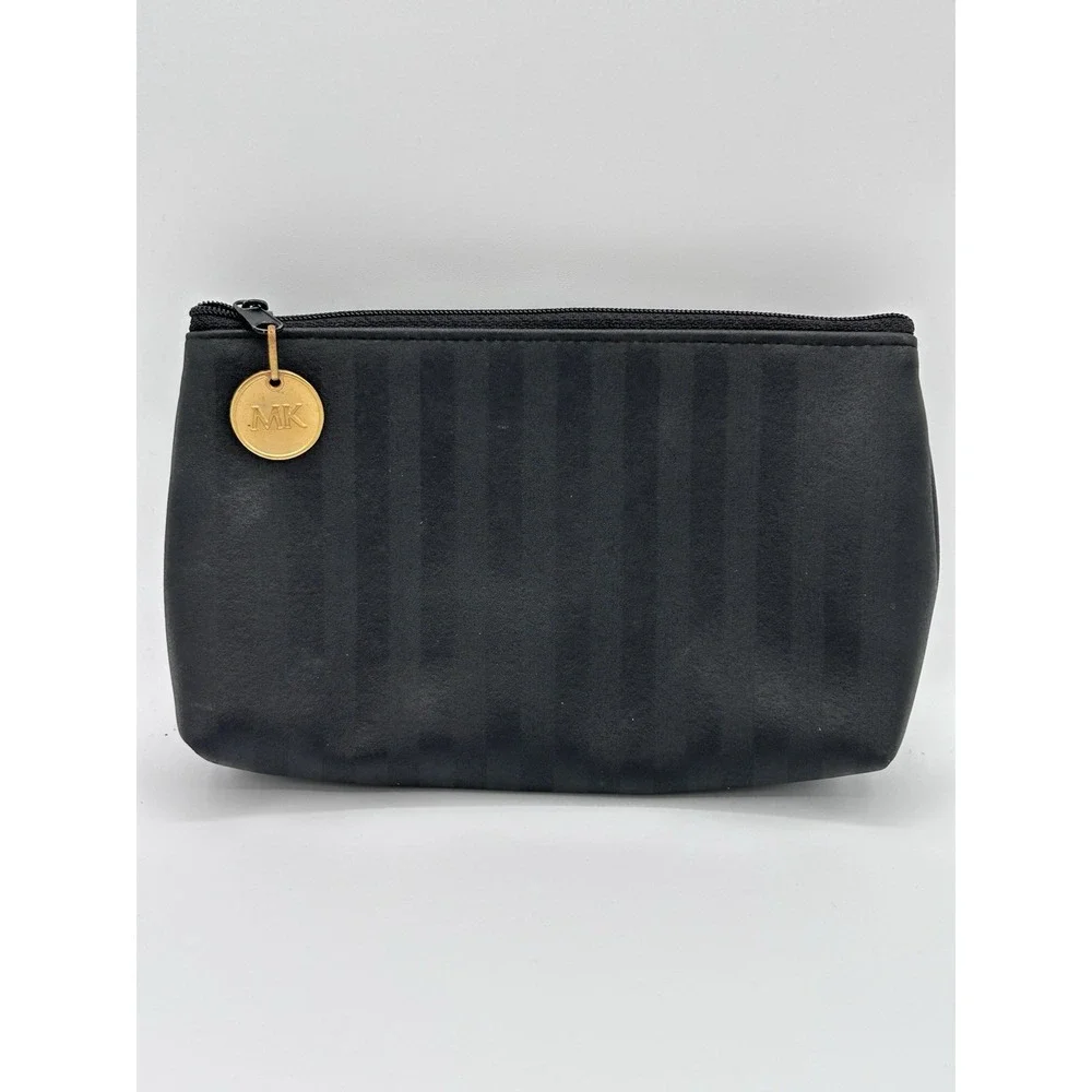 Vintage Mary Kay MK Logo Zipper Charm Makeup Cosmetic Bag Pouch Black Never Used